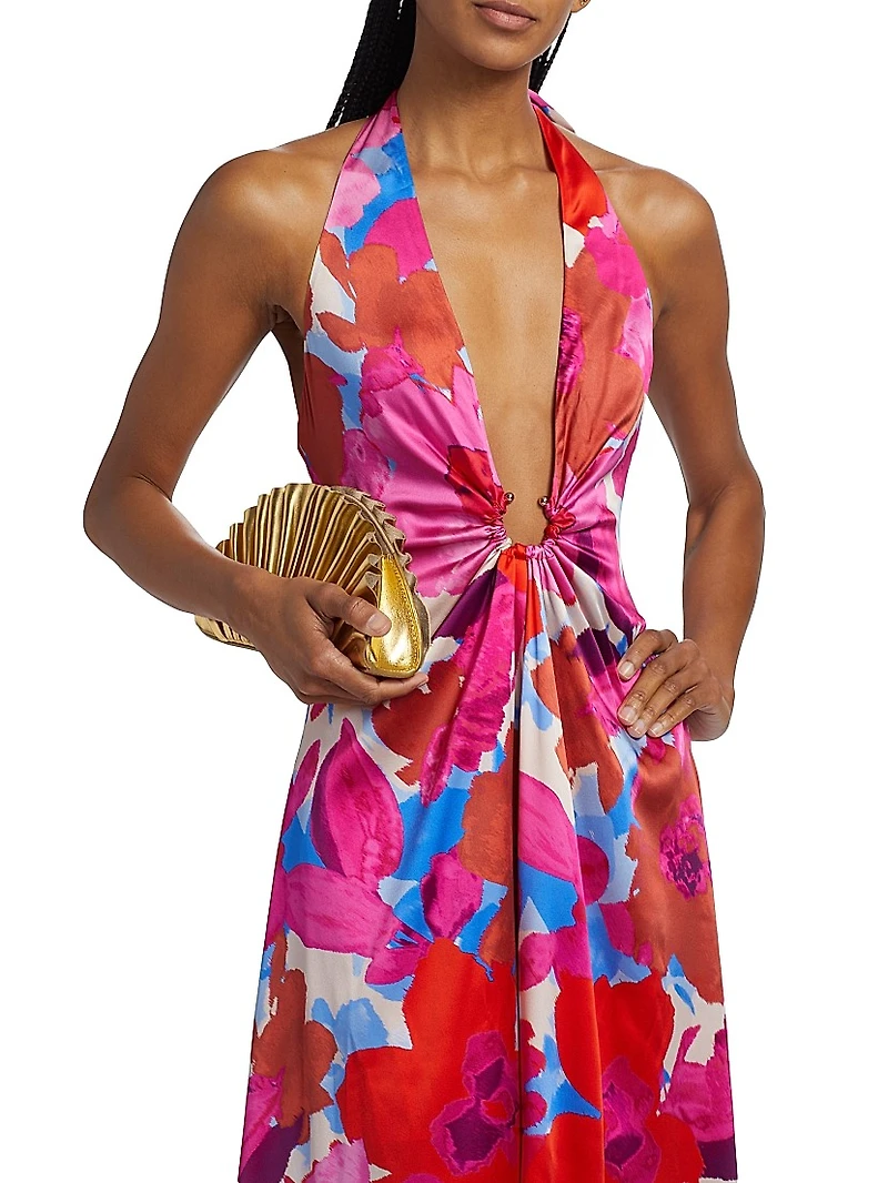 Darbi Stretch-Silk Floral Gown