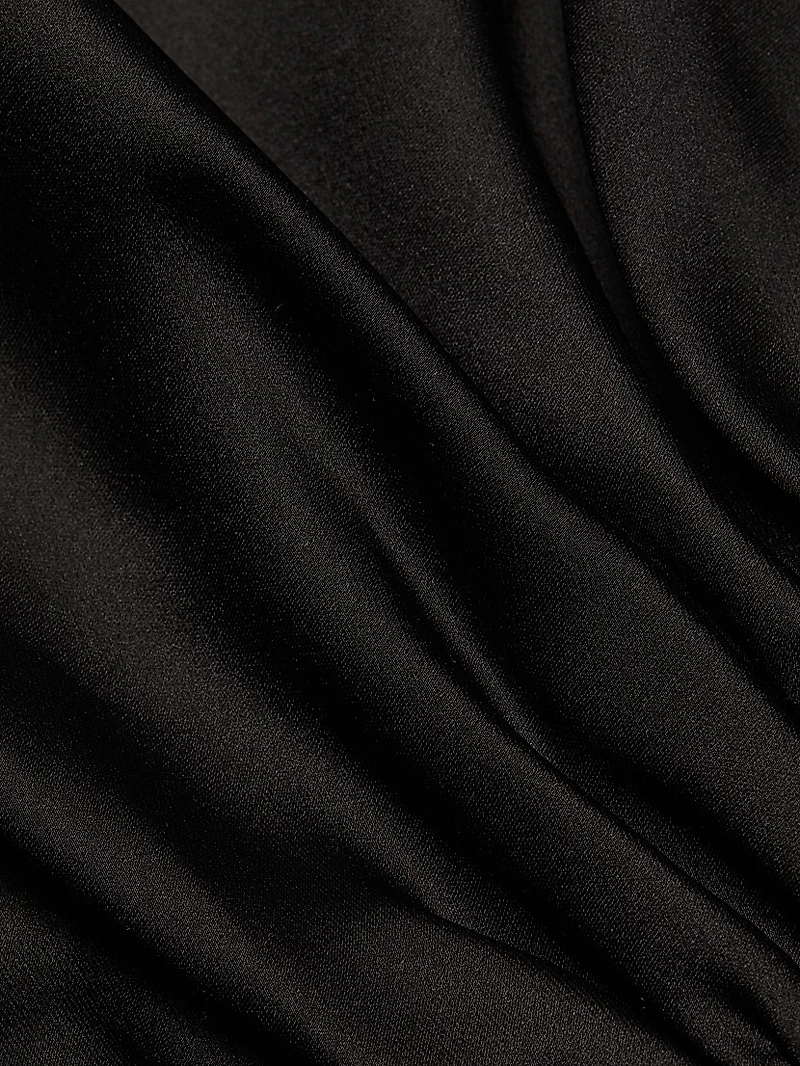 Malika Ruffled Satin One-Shoulder Midi-Dress