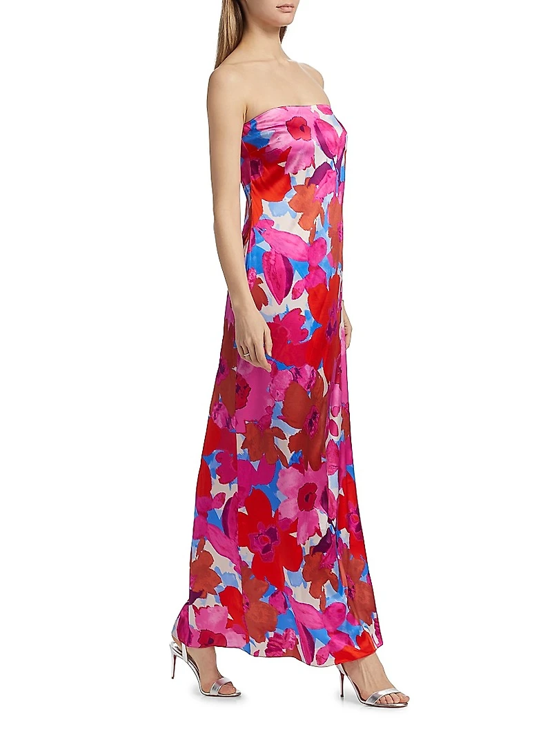 Lyle Stretch Silk Floral Gown