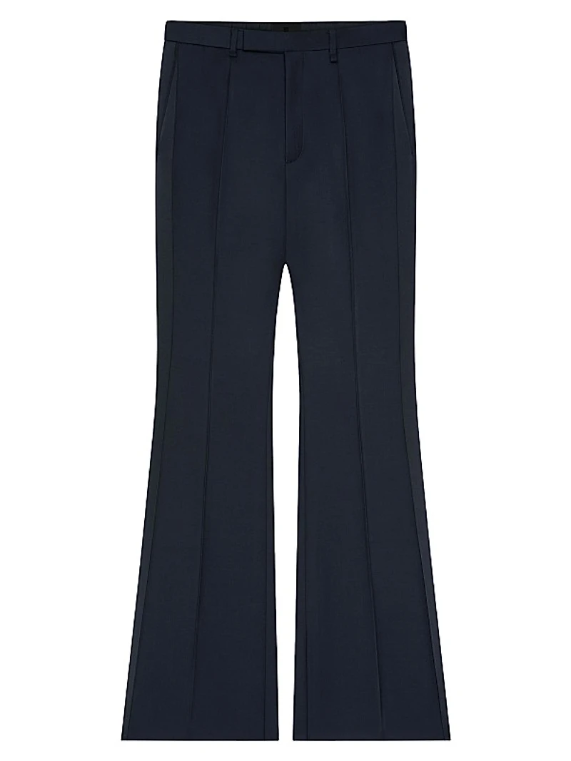 Flare Tailored Pants in Wool with Satin Bands