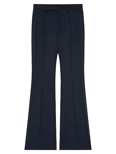 Flare Tailored Pants in Wool with Satin Bands
