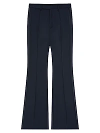 Flare Tailored Pants in Wool with Satin Bands