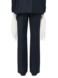 Flare Tailored Pants in Wool with Satin Bands