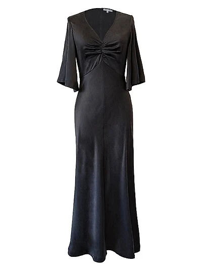 Soho Tatianna Silk V-Neck Maxi Dress