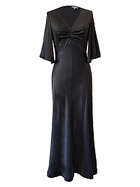 Soho Tatianna Silk V-Neck Maxi Dress