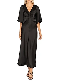 Soho Tatianna Silk V-Neck Maxi Dress