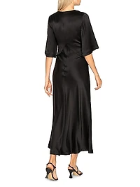 Soho Tatianna Silk V-Neck Maxi Dress