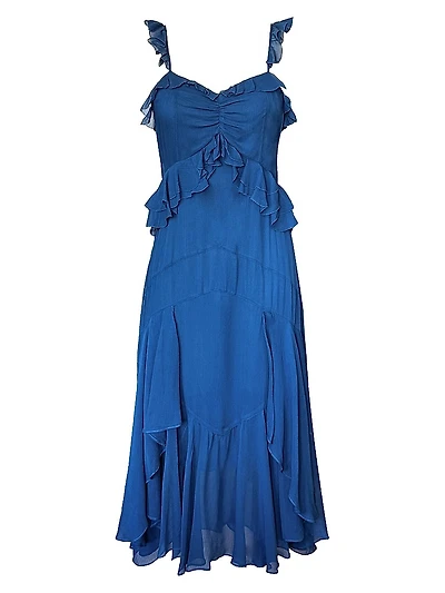 Inessa Draped Chiffon Midi-Dress