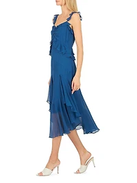 Inessa Draped Chiffon Midi-Dress
