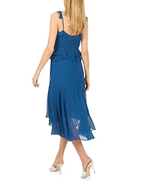Inessa Draped Chiffon Midi-Dress