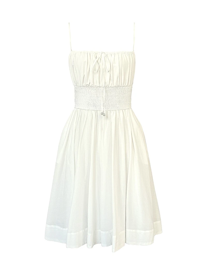 Frankie Cotton-Silk Smocked Midi-Dress