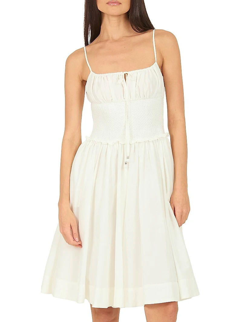 Frankie Cotton-Silk Smocked Midi-Dress