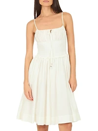 Frankie Cotton-Silk Smocked Midi-Dress