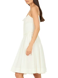 Frankie Cotton-Silk Smocked Midi-Dress