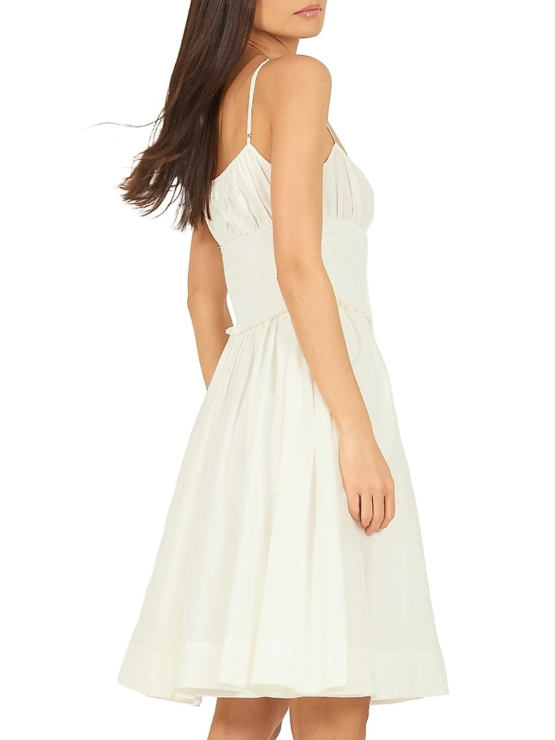 Frankie Cotton-Silk Smocked Midi-Dress