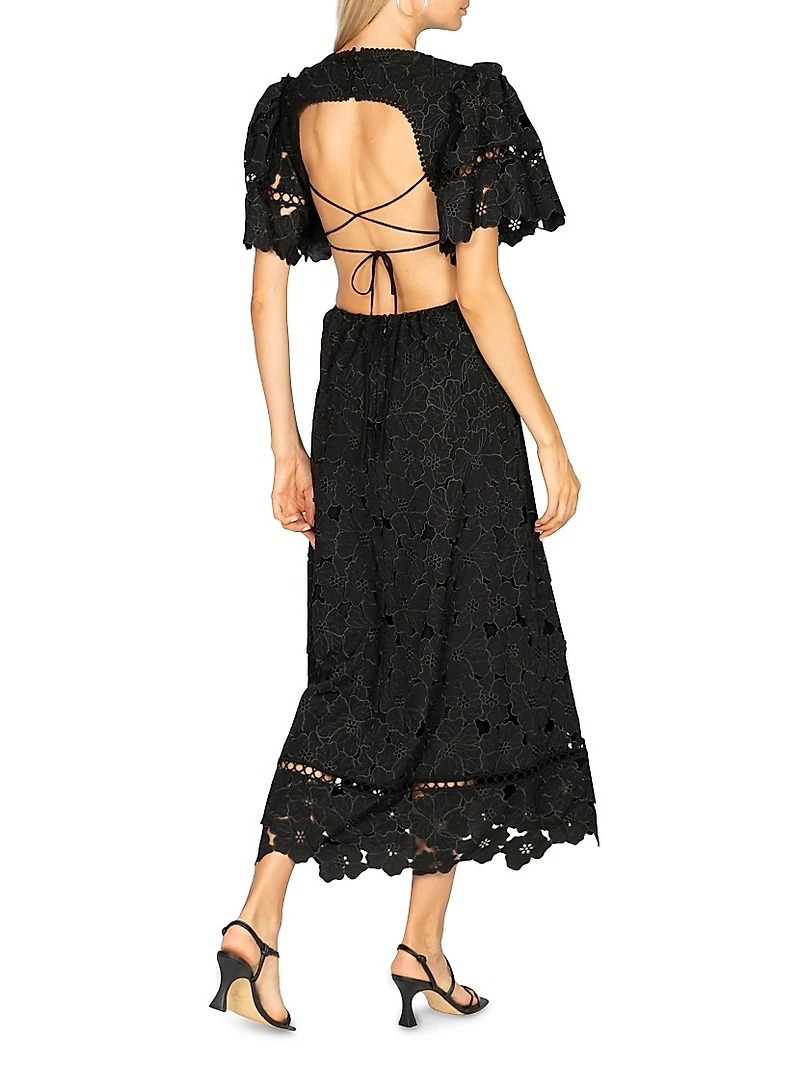 South Hampton Jaylen Guipure Lace Midi-Dress