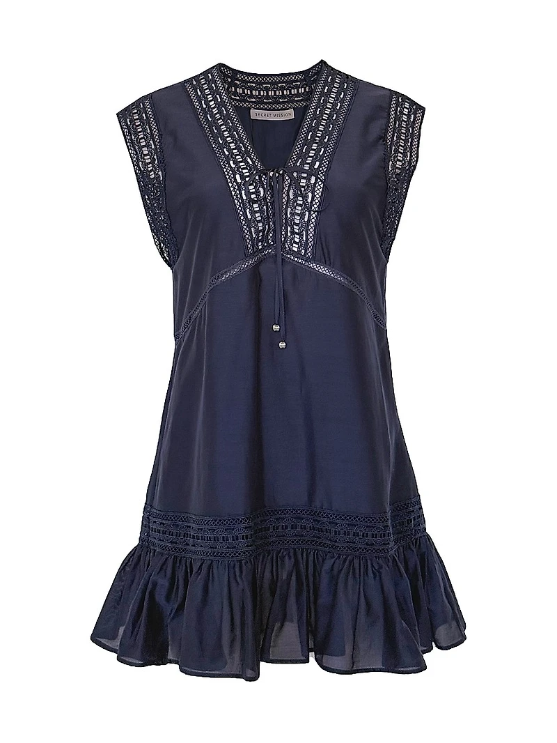 Bridge Hampton Anais Cotton-Silk Lace-Up Minidress