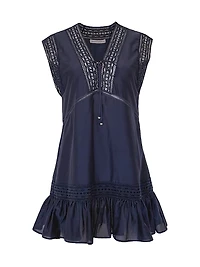 Bridge Hampton Anais Cotton-Silk Lace-Up Minidress