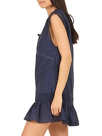 Bridge Hampton Anais Cotton-Silk Lace-Up Minidress