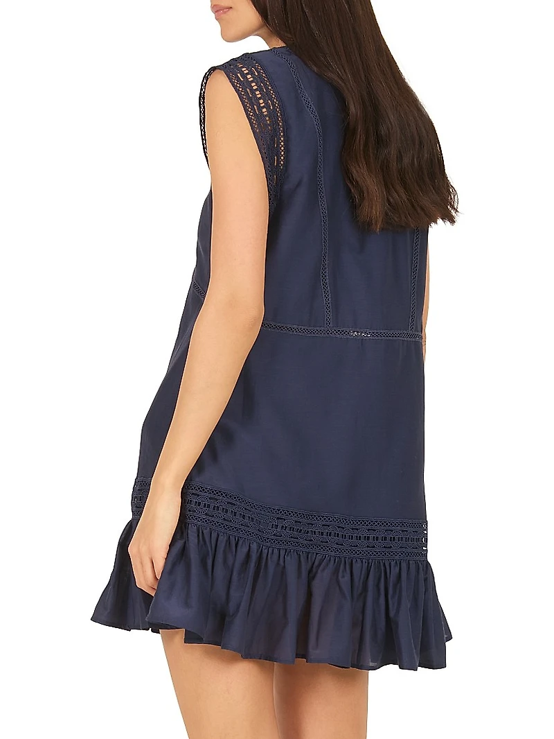 Bridge Hampton Anais Cotton-Silk Lace-Up Minidress