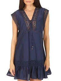 Bridge Hampton Anais Cotton-Silk Lace-Up Minidress