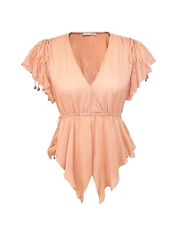 Chelsea Thea Ruffle Silk Handkerchief Top