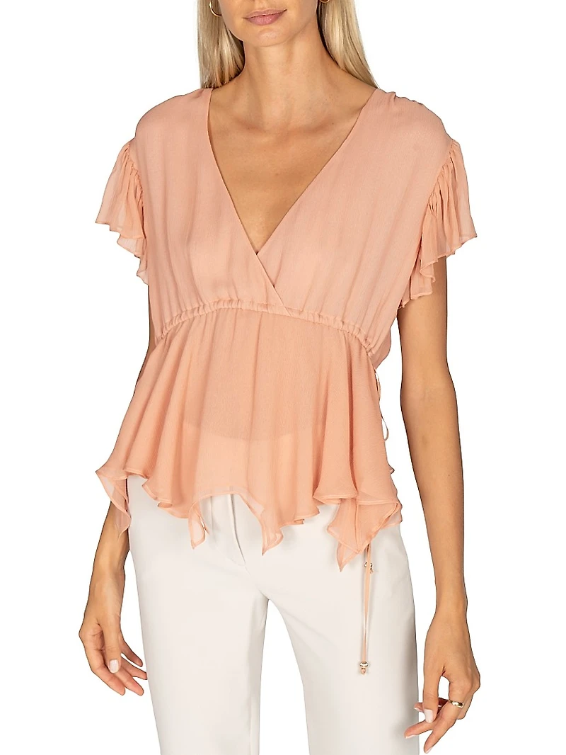 Chelsea Thea Ruffle Silk Handkerchief Top
