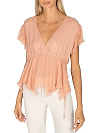 Chelsea Thea Ruffle Silk Handkerchief Top