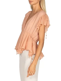 Chelsea Thea Ruffle Silk Handkerchief Top