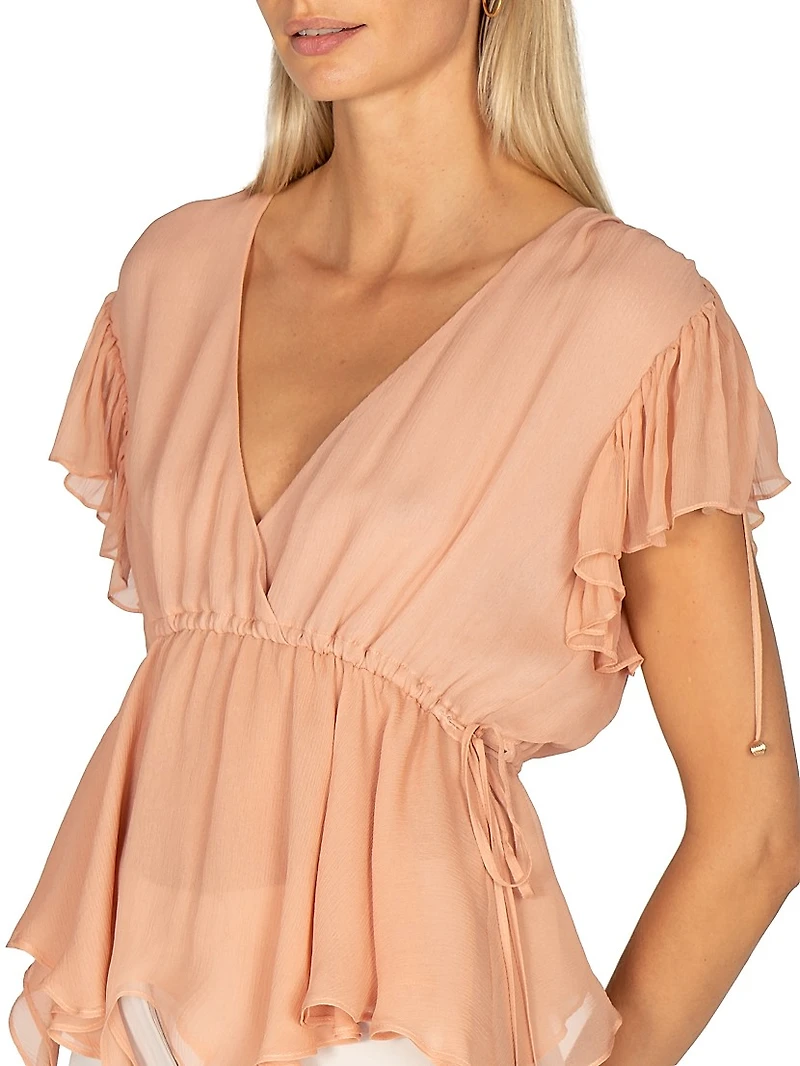 Chelsea Thea Ruffle Silk Handkerchief Top