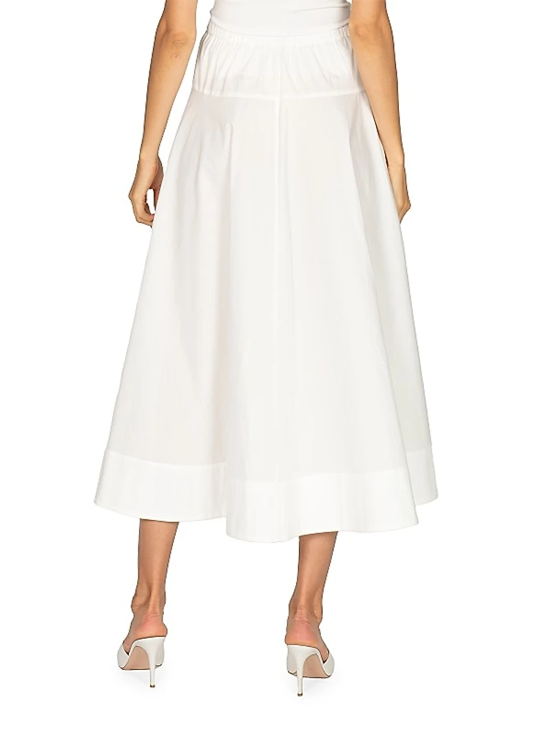 Bridge Hampton Paloma Cotton Poplin Midi-Skirt