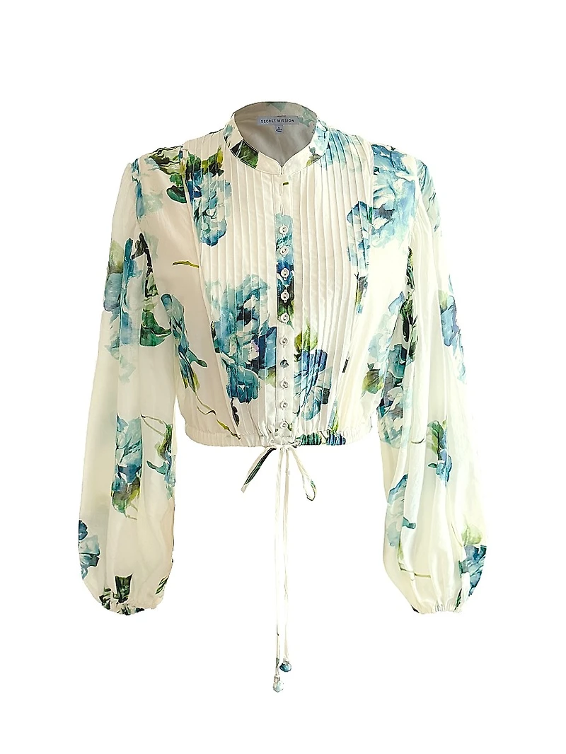 Fields Floral Cotton-Silk Blouse