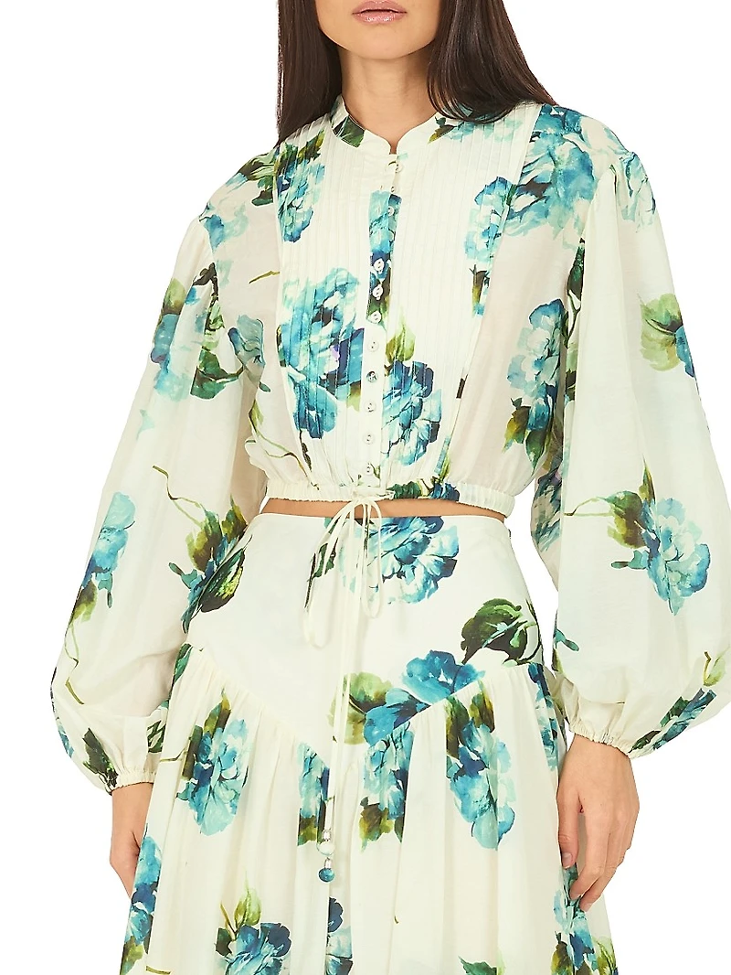 Fields Floral Cotton-Silk Blouse