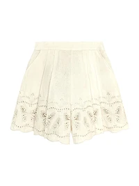 Chelsea Julie Butterfly-Embroidered Linen Shorts