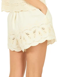 Chelsea Julie Butterfly-Embroidered Linen Shorts