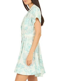 Chelsea Malia Voile Linen Belted Mini-Shirtdress