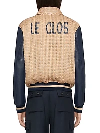 Le Clos Varsity Jacket in Raffia and Leather