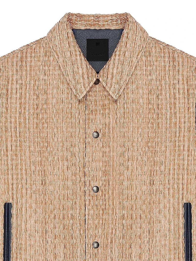Le Clos Varsity Jacket in Raffia and Leather