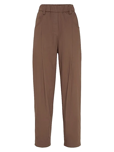 Lightweight Poplin Five Pocket Track Trousers with Monili