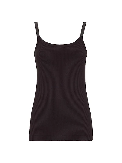 Stretch Cotton Ribbed Jersey Top with Precious Straps