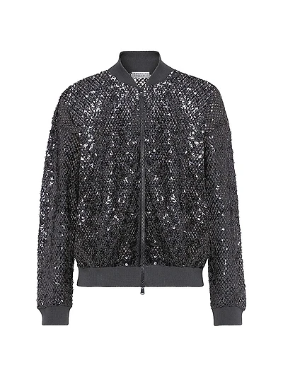 Dazzling Net Embroidery Cardigan Linen and Silk
