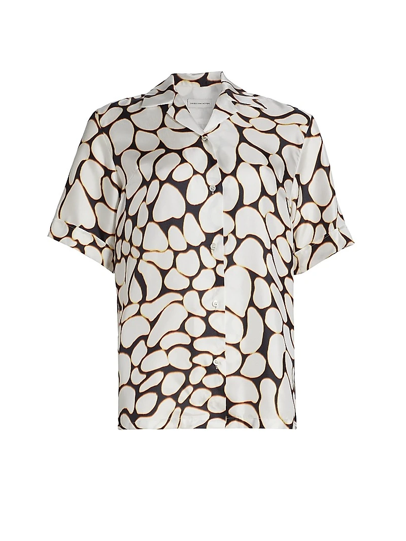 Clive Silk Short-Sleeve Oversized Shirt