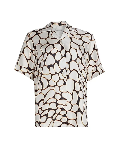Clive Silk Short-Sleeve Oversized Shirt