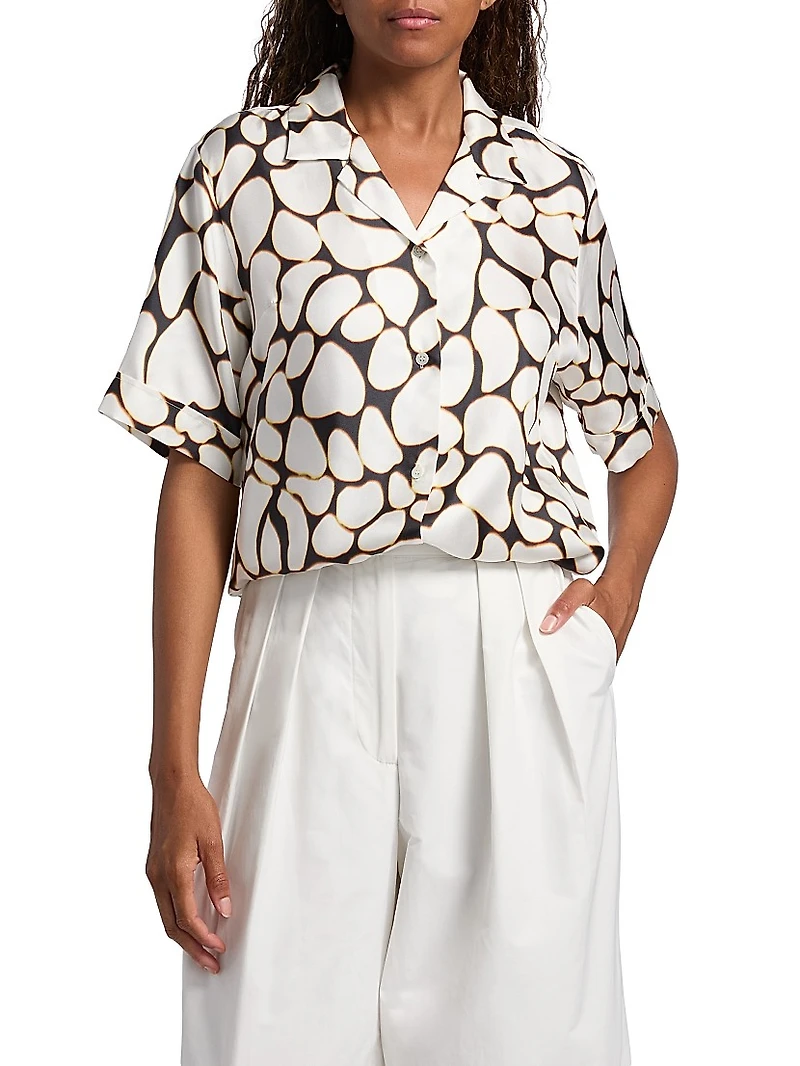 Clive Silk Short-Sleeve Oversized Shirt
