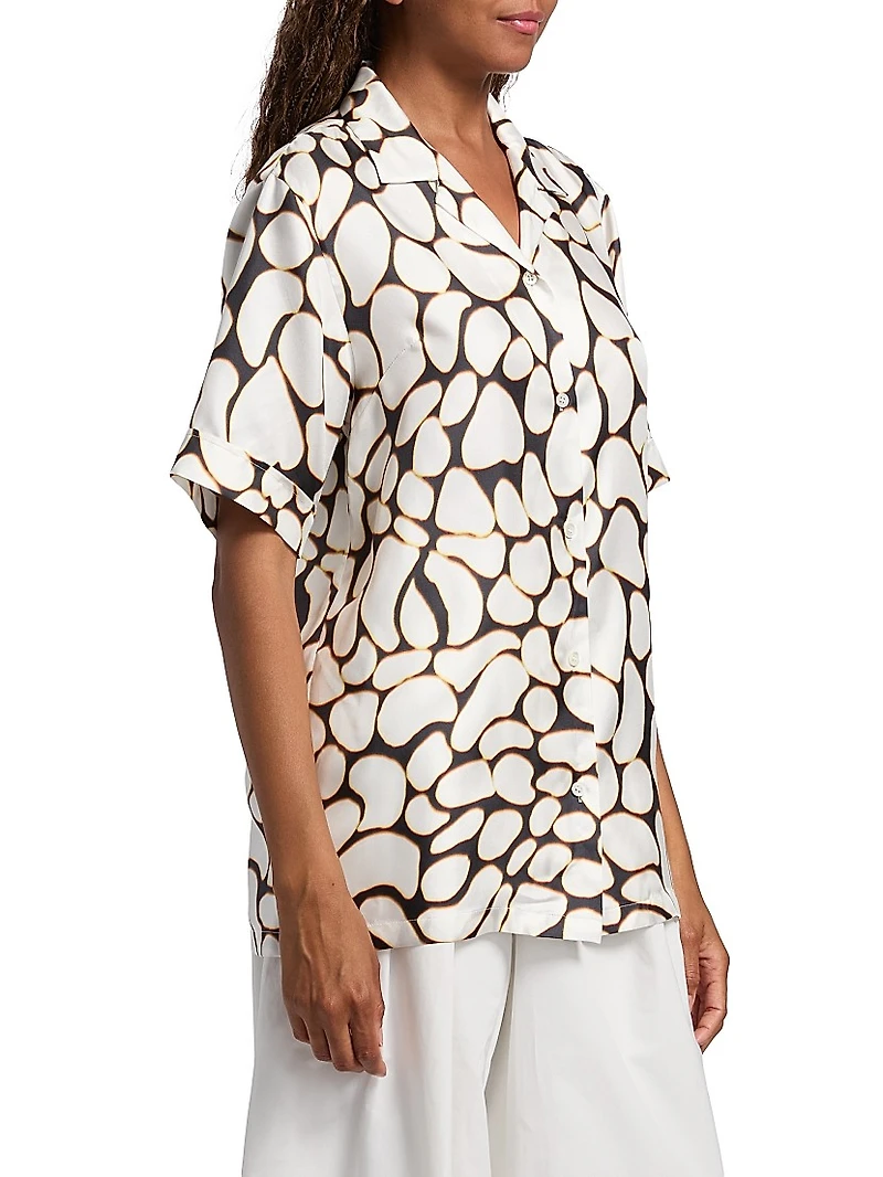 Clive Silk Short-Sleeve Oversized Shirt