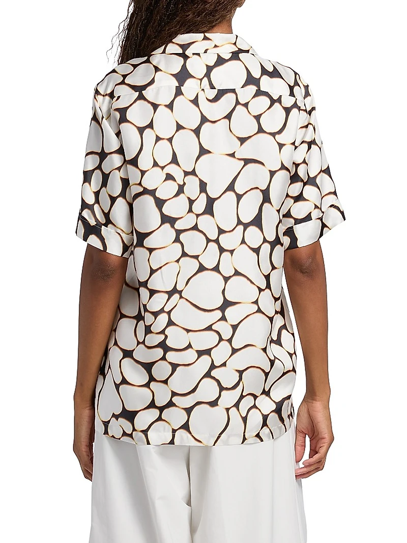 Clive Silk Short-Sleeve Oversized Shirt