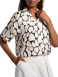 Clive Silk Short-Sleeve Oversized Shirt