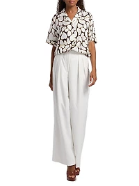 Clive Silk Short-Sleeve Oversized Shirt
