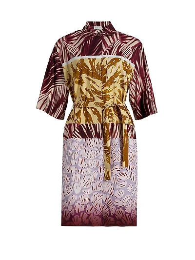 Doralia Printed Cotton Tie-Waist Shirtdress