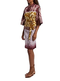 Doralia Printed Cotton Tie-Waist Shirtdress